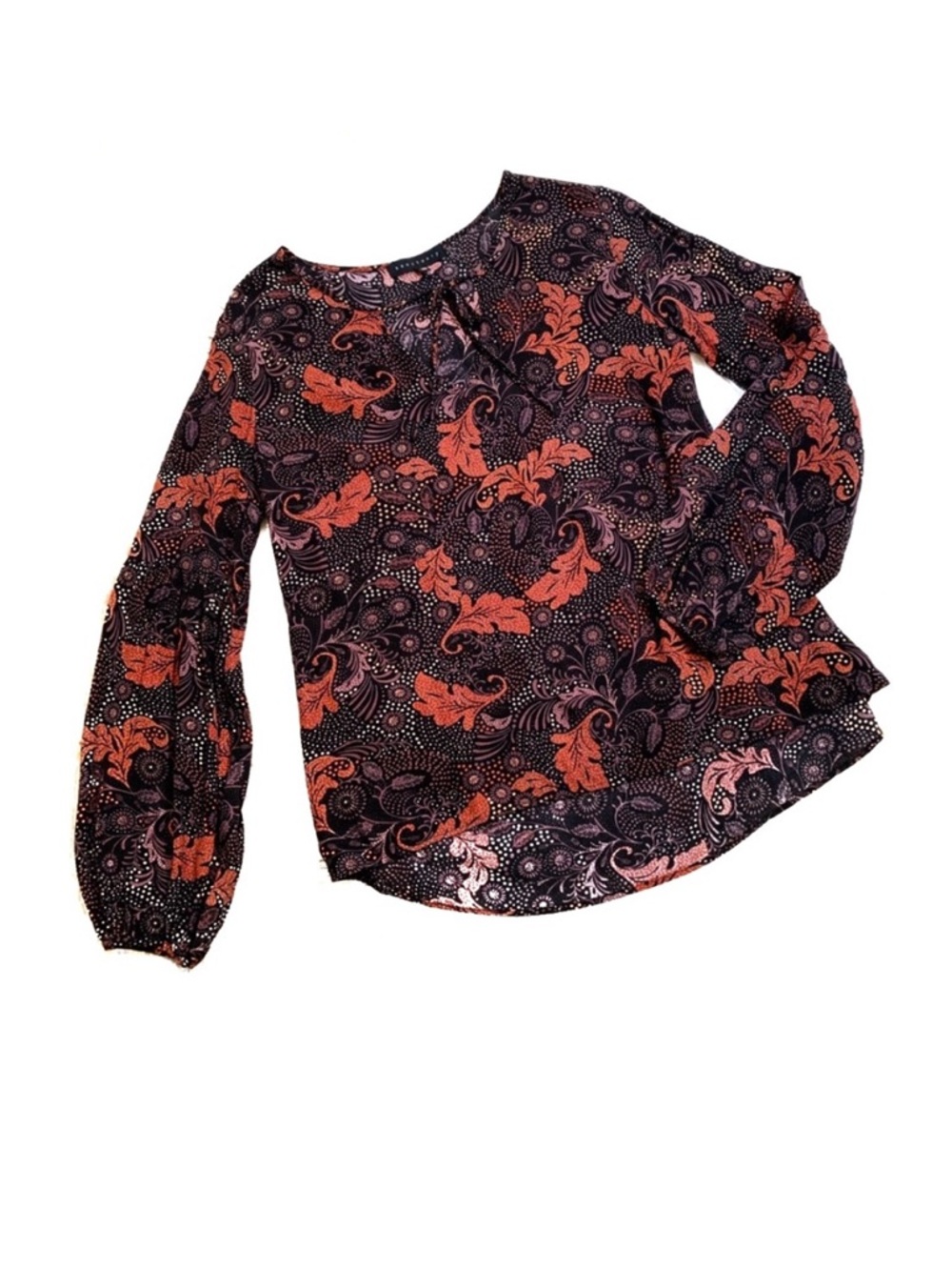 Sanctuary Scarlett Print Boho Poet Sleeve Blouse Size XS
